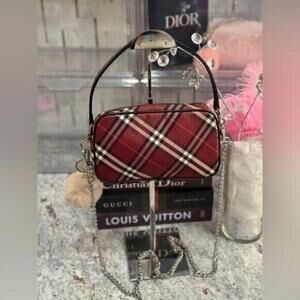 Burberry Red Nova Check Shoulder Bag